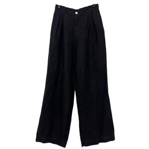 Bella Dahl Pants Womens 30 Black Linen Wide Leg Pleated Dress Pants Coastal